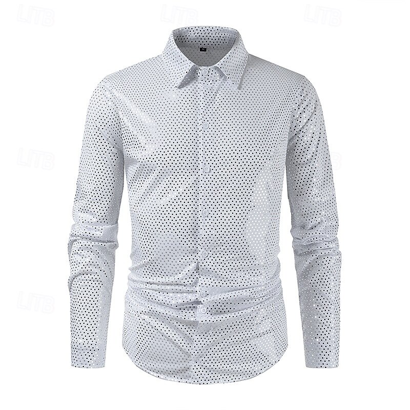 Men's Shirt Summer Shirt Casual Shirt Beach Shirt Button Up Shirt White Long Sleeve Plain Lapel Vacation Hawaiian Button-Down Clothing Apparel Polyester Fashion Casual Comfortable