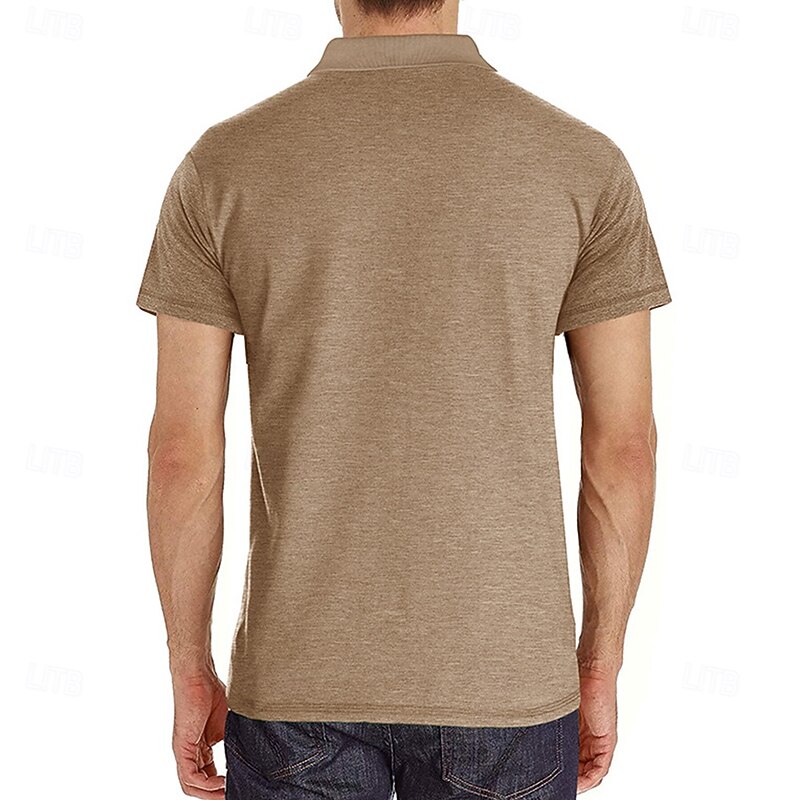 Men's Polo Golf Shirt Business Casual Classic Short Sleeve Fashion Solid Color Buttons Pocket Summer Spring Regular Fit Black White Almond Burgundy Blue Green Polo2