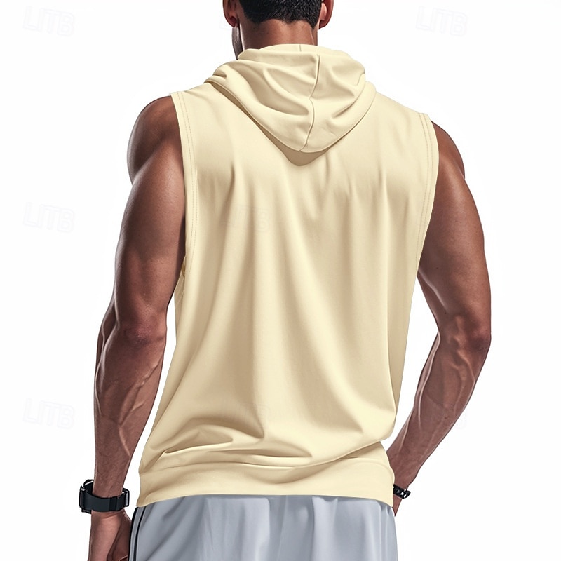 Men's Tank Top Vest Top Undershirt Sleeveless Shirt Sleeveless Hooded Summer Plain Fashion Designer Vacation Street Going out Light Yellow Black Red Top Tee for Men2