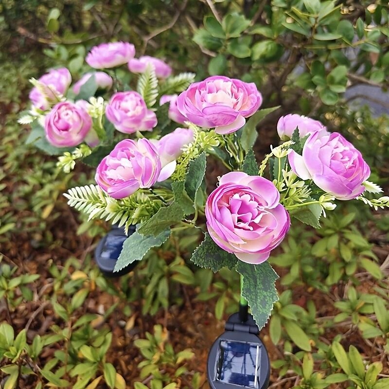 2 Pcs Solar Flower Lights Outdoor Patio Landscape Light Waterproof Garden Light for Outdoor Garden Terrace Lawn Fence Holiday Decoration4