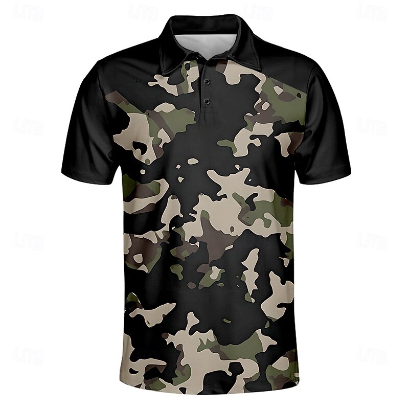 American Independence Day Men's Printing Polo Short Sleeve Polo Shirts Collared Shirts Casual Outdoor Daily Wear Festival Outfit 3D Print Summer Spring Fall Black Blue Orange2