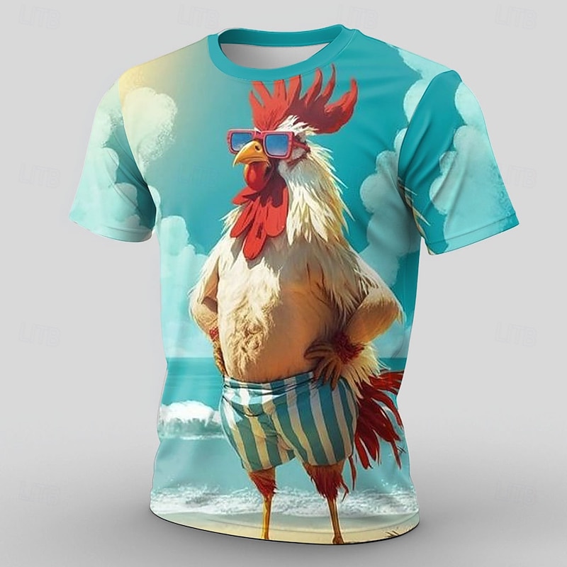 Men's Animal Funny T Shirt Short Sleeve T shirt 3D Print Crew Neck Shirt Exaggerated Designer Party Casual Holiday Blue 3# Blue 2# Blue 1# Summer Spring Clothing Apparel S M L XL XXL XXXL3