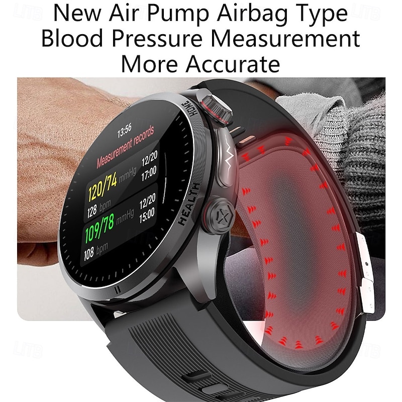 S26 Smart Watch 1.43 inch Smartwatch Bluetooth ECG+PPG Temperature Monitoring Pedometer Compatible with Android iOS Men Hands-Free Calls Message Reminder 49mm Watch3