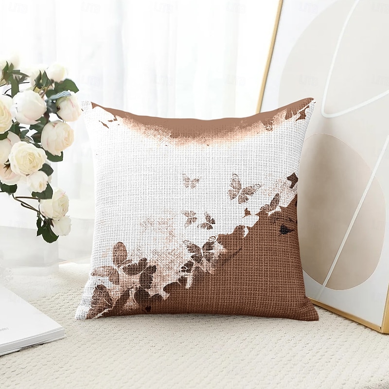 Butterfly Flowers Decorative Toss Pillows Cover 1PC Soft Square Couch Cushion Case Pillowcase for Bedroom Livingroom Sofa Chair4