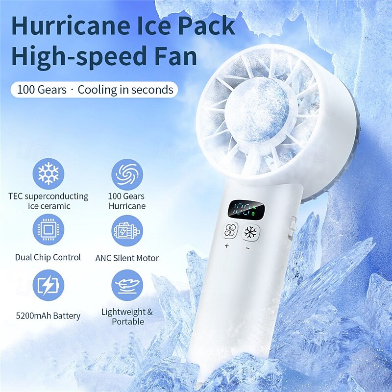 Ice Cooling USB Handheld Fan – 100-Speed Portable Mini Fan with Silent Operation for Outdoor Use2