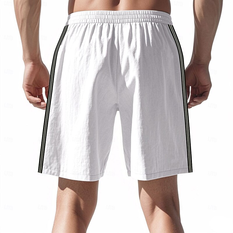 Men's Athletic Shorts Shorts Running Shorts Casual Shorts Pocket Drawstring Side Stripe Plain Breathable Quick Dry Knee Length Sports Outdoor Daily Gym Fashion Streetwear Black White2