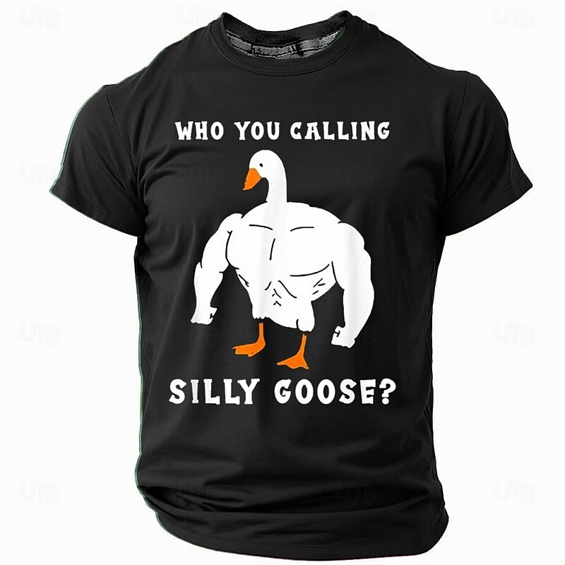 Men's Funny Goose T Shirt Short Sleeve T shirt 3D Print Crew Neck Shirt Exaggerated Designer Party Holiday Black Red Blue Summer Spring Clothing Apparel S M L XL XXL XXXL4