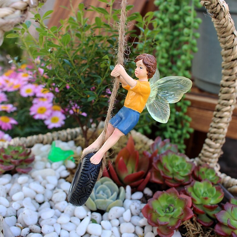 Flower Fairy Resin, Swing Tire Swing Flower Fairy Resin, Fairy Figurines for Outdoor Garden Yard Lawn Supplies Home Decor