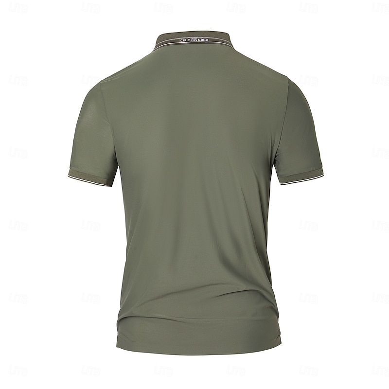 Men's Polo Knit Polo Sweater Business Casual Lapel Short Sleeve Formal Color Block Buttons Summer Black Brown Army Green Polo3