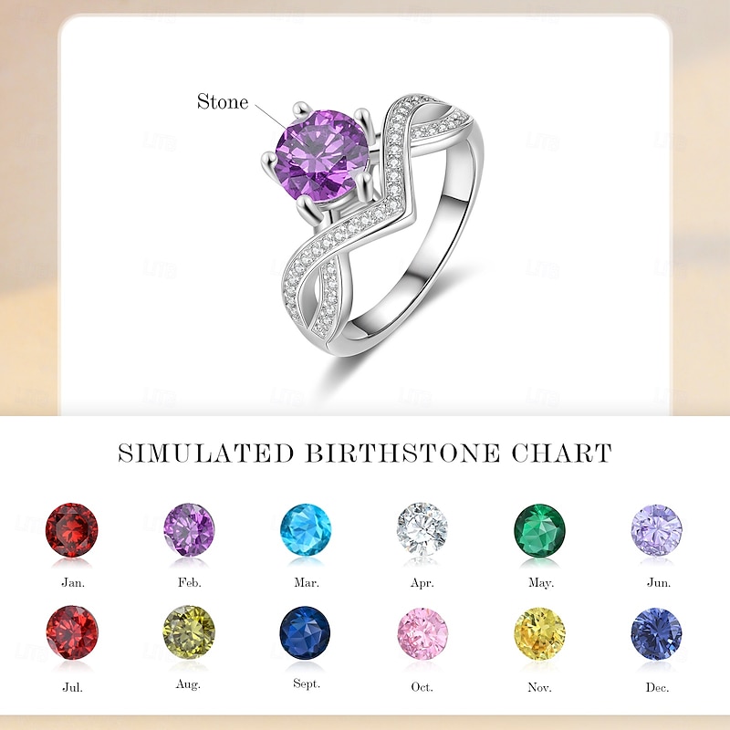Personalized Birthstone Ring Custom Best Gift for Mom – Jewelry for Women, Perfect for Mother's Day, Valentine's Day, Anniversary, or Birthday