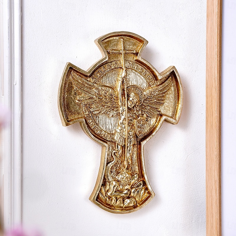 Nordic Mythology Archangel Wall Decor – Resin Angel Wall Hanging with Gold & Silver Foil Finish, European Vintage Style Wall Art, Elegant Home Accent for Living Room, Bedroom, and Hallway Decoration4