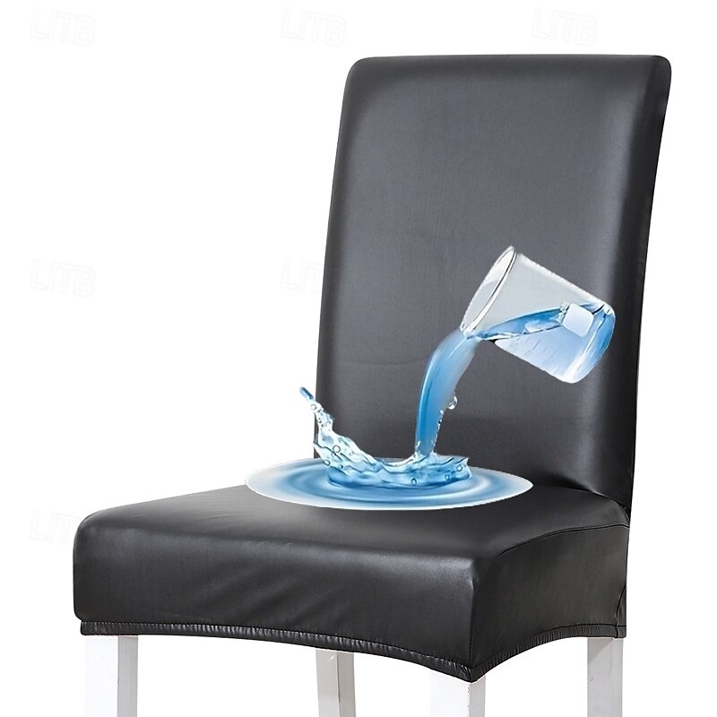 Thickened PU Waterproof and Anti-fouling Dining Chair Cover Leather All-inclusive Home Restaurant Chair Covers Technology Cloth4