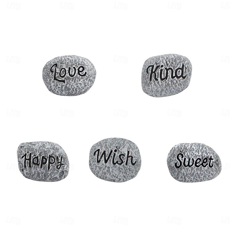 5pcs, Resin Mini Pebbles, Micro Mini Stones, Decoration Like Mini Garden Figurines, Suitable for Diy Fairy Garden Miniature Moss Landscape4