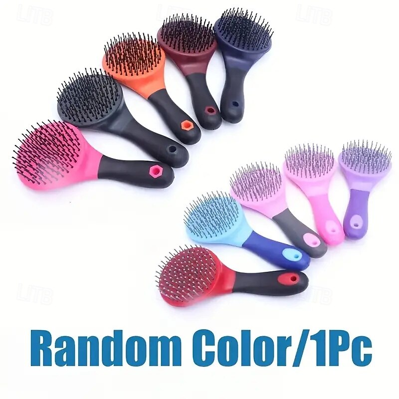 Horse Mane Comb & Tail Comb 1 Pack - Durable PP Material Rubber Handle Long Handle Horse Brush Dust Removal Stable Supplies Horse Nursing Tools
