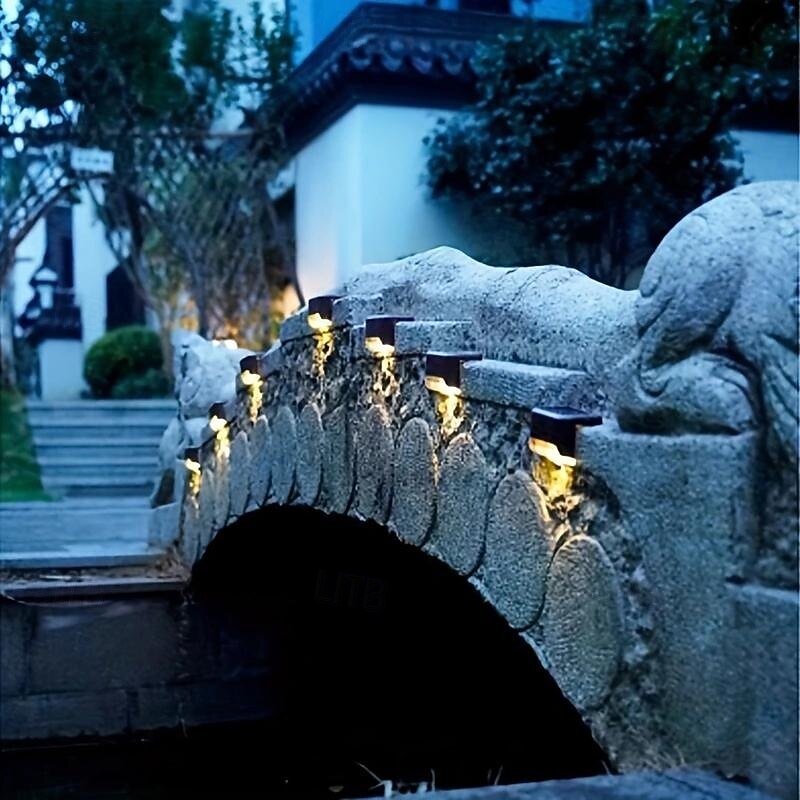 6 Pcs Led Outdoor Waterproof Solar Lights Wall Lamp Patio Lights Fence Staircase Step Deck Courtyard Garden Lighting Warm Light White Light Color Light2