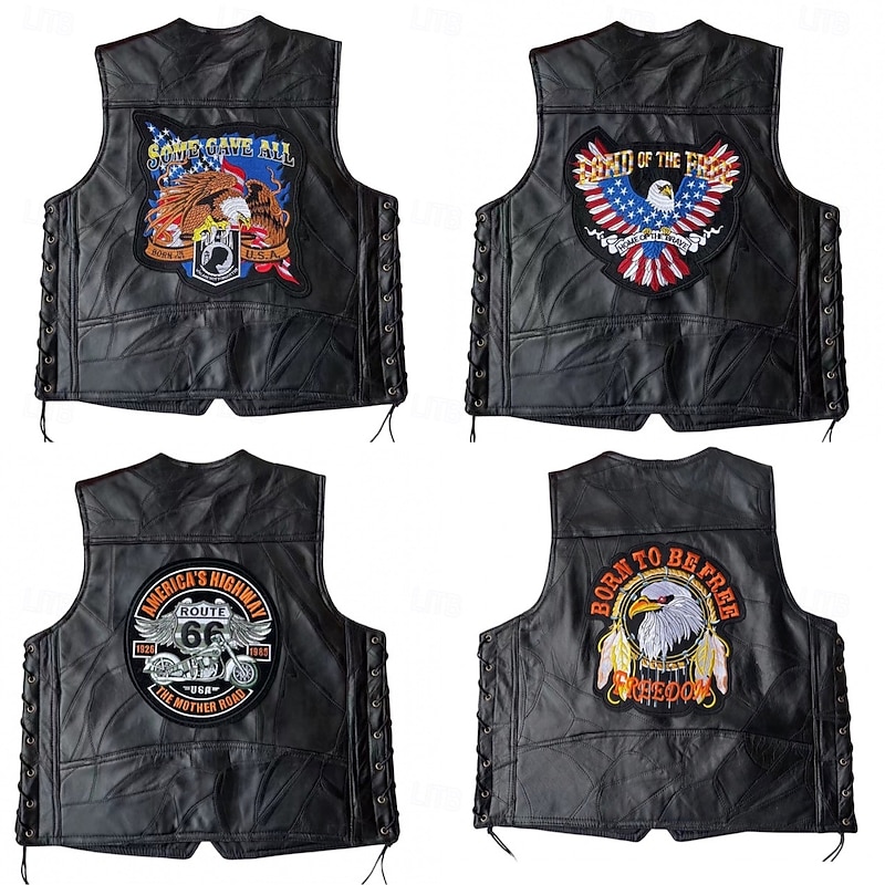 Retro Vintage 1980s Motorcycle Vest Leather Vest Bikers Rocker Matte Finish Eagle Fancy Dress Women's Masquerade Party Pride Parade Pride Month Adults' Vest Spring & Summer