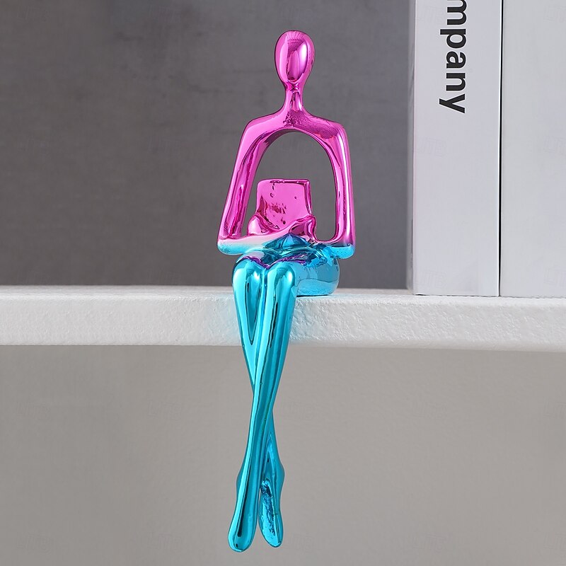 Resin Abstract Reading Figurine, Faux Jade Stone Modern Art Sculpture, Home Decor for Dining Room, Parties, and Tabletop Decoration3