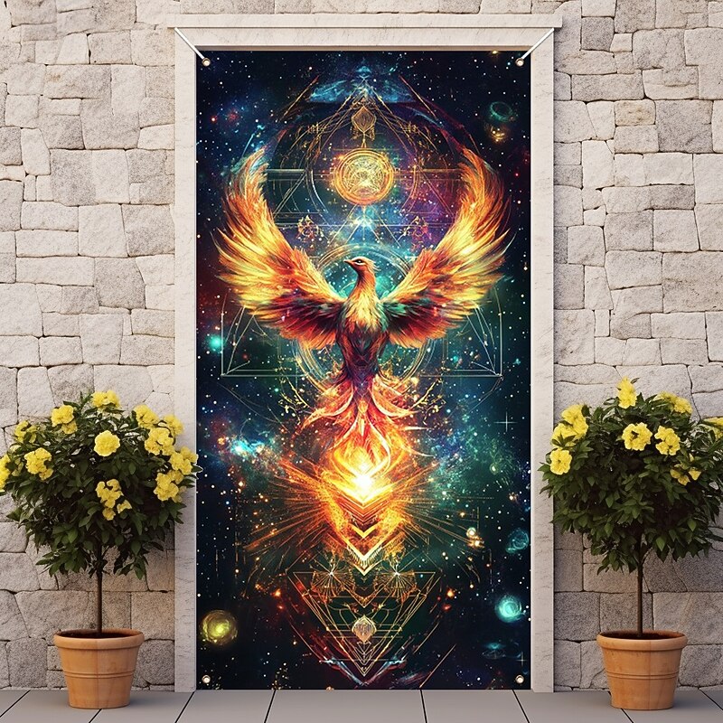 Fantasy Phenix Door Decorations Door Covers Door Tapestry Door Curtain Decoration Backdrop Indoor/Outdoor Door Banner for Front Door Farmhouse3