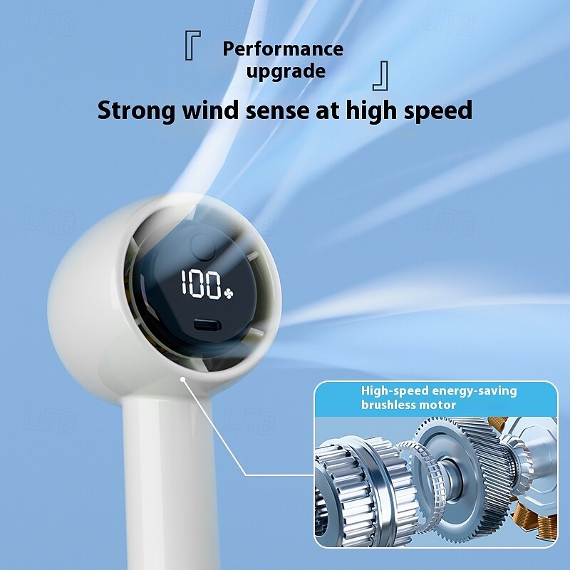 High Power Portable Handheld Fan – LED Display USB Rechargeable Mini Cooling Fan with 5 Speeds and Long Battery Life2