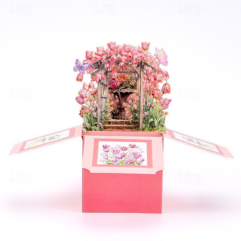 1pc, Lily Greeting Pop Up Card, Thankyou, Best Mom Ever, Happy Mother`s Day, Card For Birthday,Thinking Of You, Anniversary, Valentine's Day, Christmas, Gift, Party Supplies, Home Decorations, With Writing Place And Envelope4