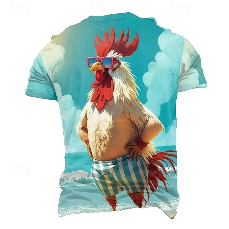 Men's Animal Funny T Shirt Short Sleeve T shirt 3D Print Crew Neck Shirt Exaggerated Designer Party Casual Holiday Blue 3# Blue 2# Blue 1# Summer Spring Clothing Apparel S M L XL XXL XXXL4