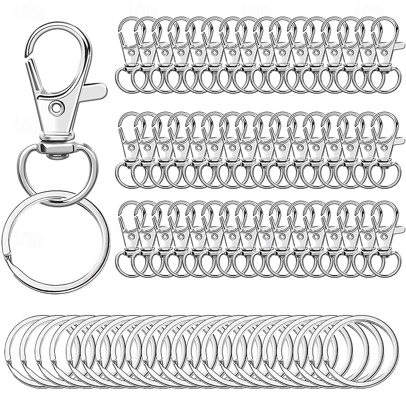 100pcs Rotating Keychain with Lobster Clasp, Key Ring for Bags and Accessories, Pet Leash Hook Set, Keychain Pendant Decoration