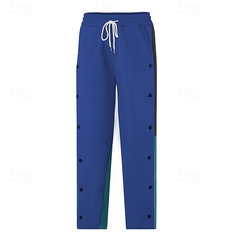 Men's Sweatpants Joggers Trousers Casual Pants Drawstring Elastic Waist Side Button Color Block Comfort No-Iron Full Length Outdoor Daily Running Sports Fashion White Red3