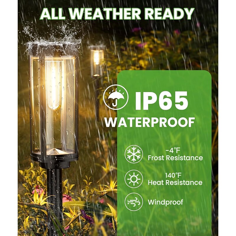 Solar Pathway Lights Outdoor, Solar Powered Garden Lights Waterproof IP65, Auto On/Off Outdoor Light for Lawn Patio Walkway Driveway Decor Landscape Lighting4