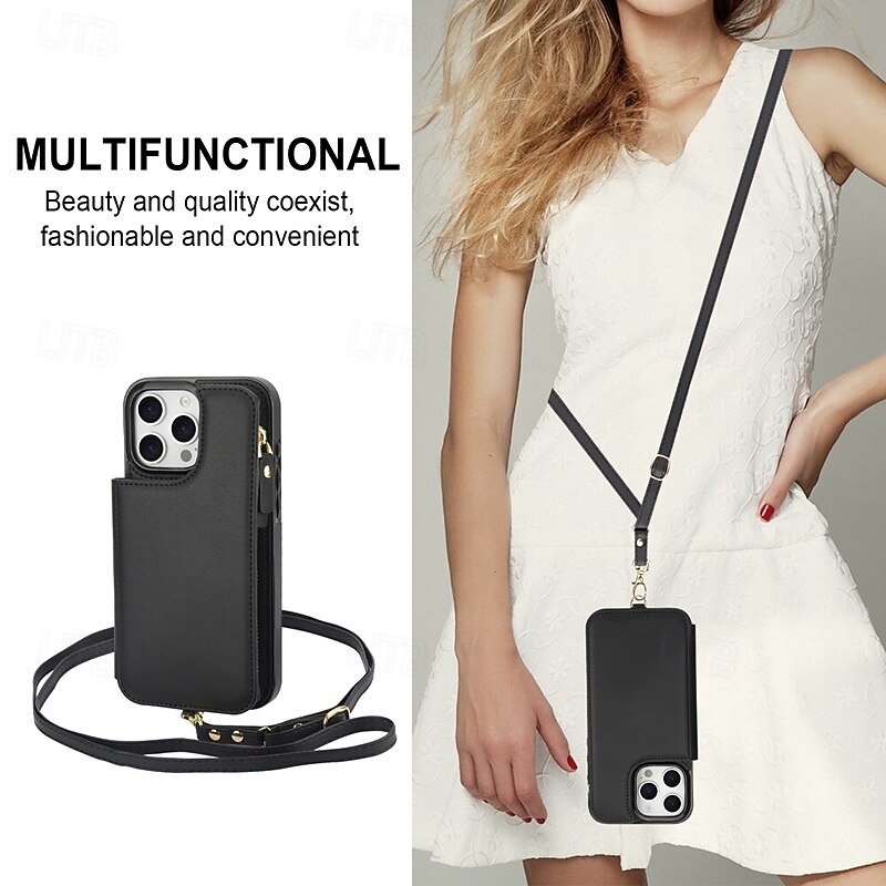 Phone Case For iPhone 17 Pro Max 17 Air 16 15 14 Pro Max Plus 13 12 11 Pro Max Back Cover with Stand Holder with Lanyard with Wrist Strap Retro TPU PU Leather4