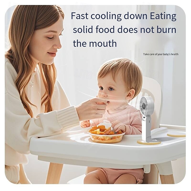 Foldable Handheld & Desktop Fan – 100-Speed Digital Display, 180° Adjustable, USB-C Rechargeable3