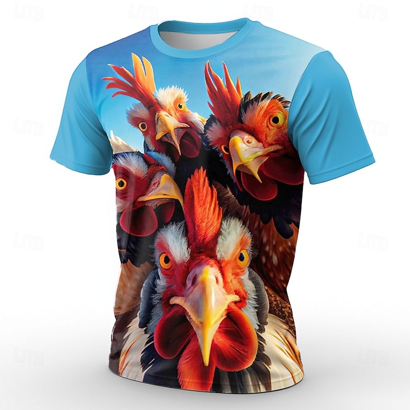 Men's Animal Funny T Shirt Short Sleeve T shirt 3D Print Crew Neck Shirt Exaggerated Designer Casual Party Casual Holiday Blue 1# Blue Summer Spring Clothing Apparel S M L XL XXL XXXL