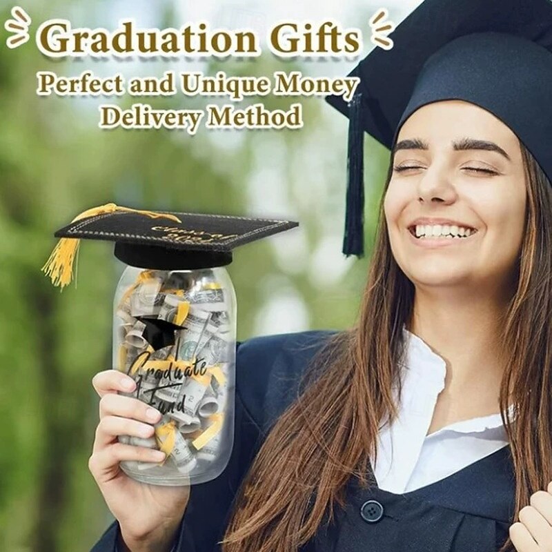 Graduation Gifts 2025 - Personalized Name Graduation Mason Jar - Filled with Money & Class of 2025 Cap Kit - Centerpieces Congrats Decorations Party Supplies for Him Her Women Men College High School4