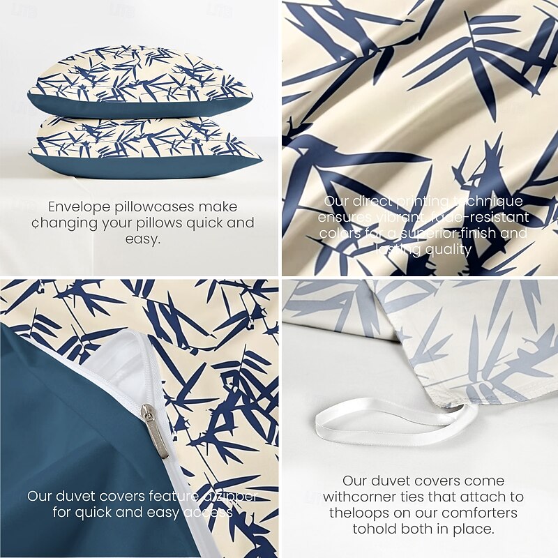 Bamboo Duvet Cover Full Size Bedding Set Bed Sets Quilt Cover Soft Lightweight Comforter Cover with 2 Pillowcases for Summer Spring4