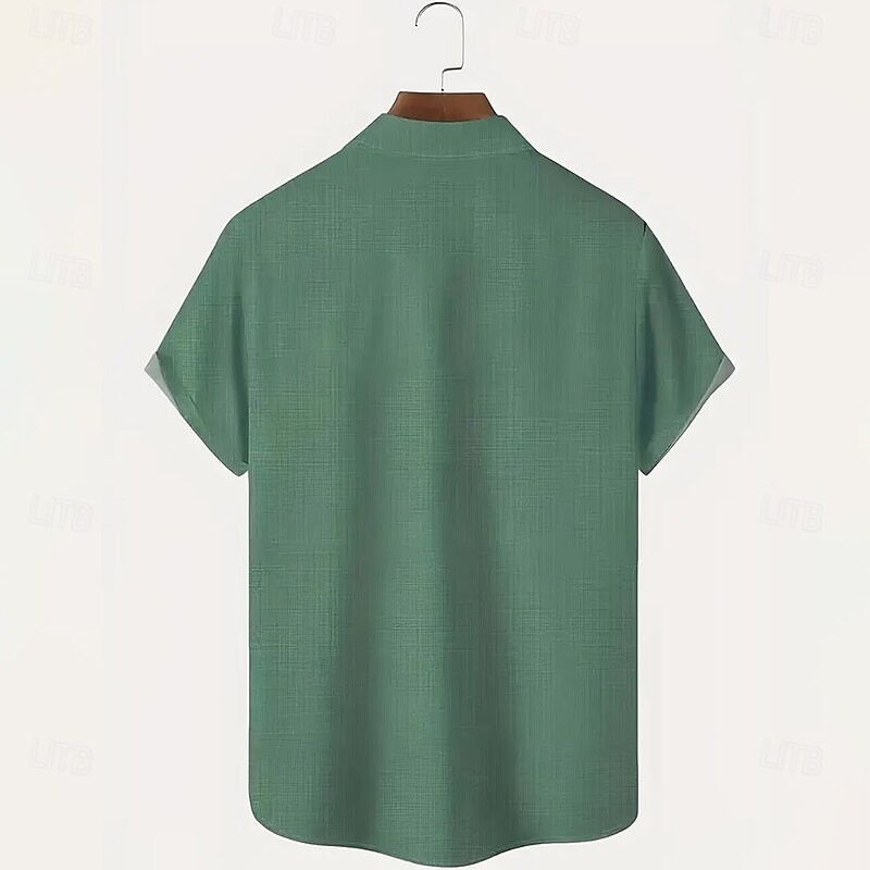 Men's Geometric Shirt Casual Shirt Button Up Shirt Short Sleeve Vintage Retro Vacation Dailywear Summer Spring Turndown 3D Print Collared Shirts Yellow Blue Dark Green4