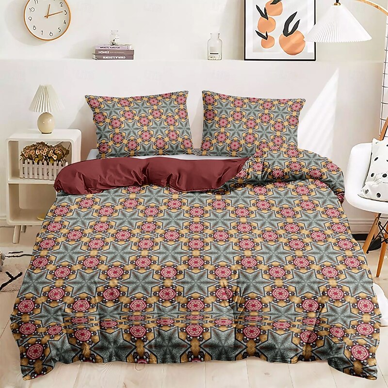 Bohemian Duvet Cover Set 100% Cotton Soft and Breathable Bedding Featuring Prints Lightweight and Durable Quilt Cover Comfortable for All Seasons Easy to Care4