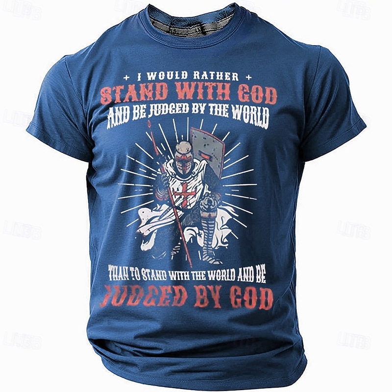 Easter Men's Knights Templar T Shirt Short Sleeve T shirt 3D Print Crew Neck Shirt Designer Casual Party Holiday Black Blue Green Summer Spring Clothing Apparel S M L XL XXL XXXL