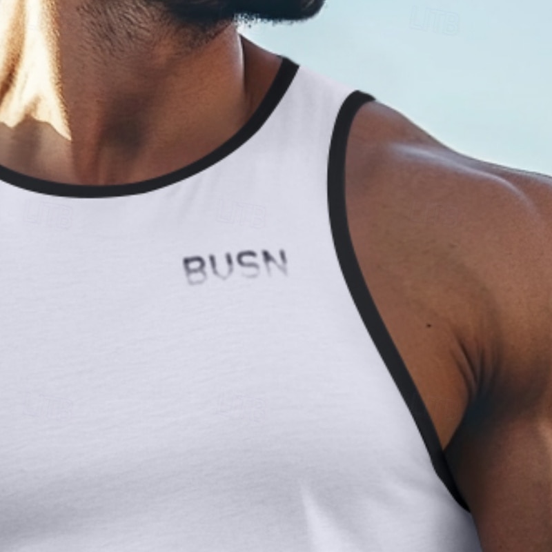 Men's Tank Top Vest Top Sleeveless Shirt Sleeveless Crew Neck Summer Solid Color Sports Fashion Comfortable Print Street Casual Daily Black White Green Top Tee for Men3