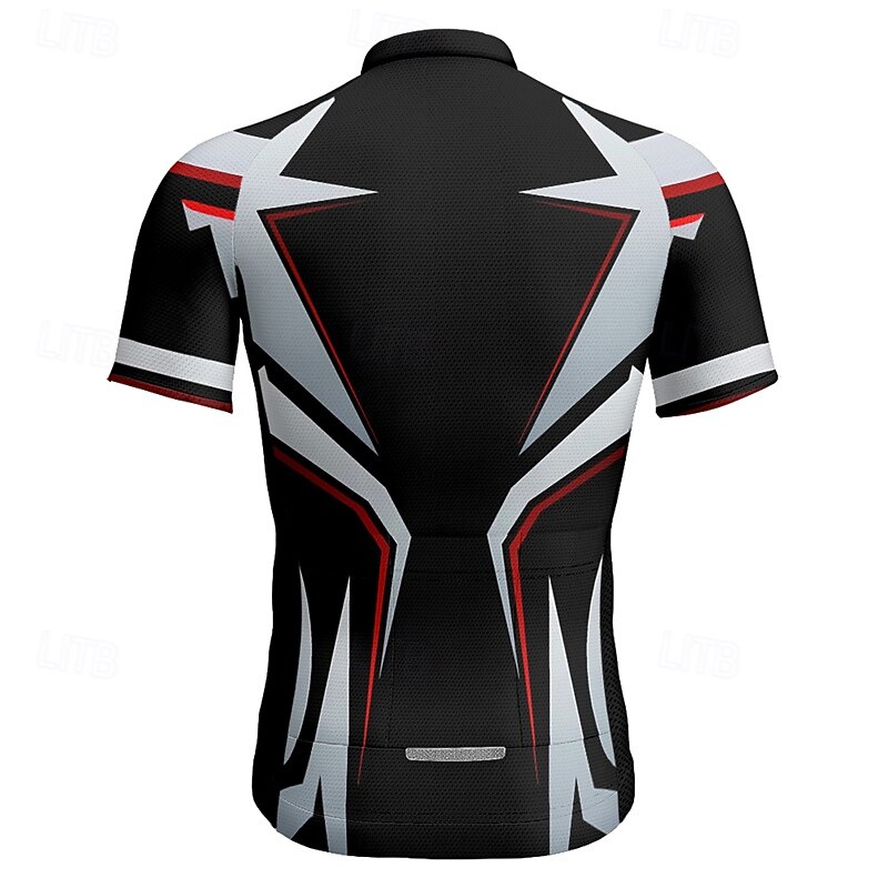 Men's Cycling Jersey Geometric Short Sleeve Bike Tee Tshirt Jersey with 3 Rear Pockets Mountain Bike MTB Quick Dry Anatomic Design Wicking Breathable Sports Red Blue Sky Blue Clothing Apparel2