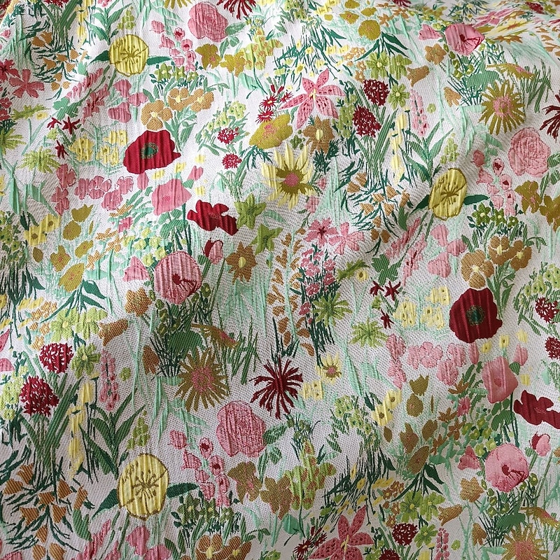 Jacquard Floral A-Line Cocktail Dresses Elegant Formal Wedding Ankle Length Half Sleeve V Neck Nylon with Floral Print Butterfly Pocket Wedding Guest Dress4