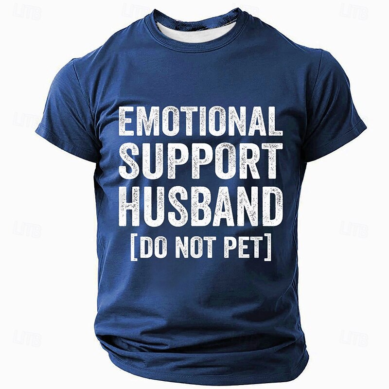 Men's T-Shirt Funny Graphic Emotional Support Husband Do Not Pet Short Sleeve
