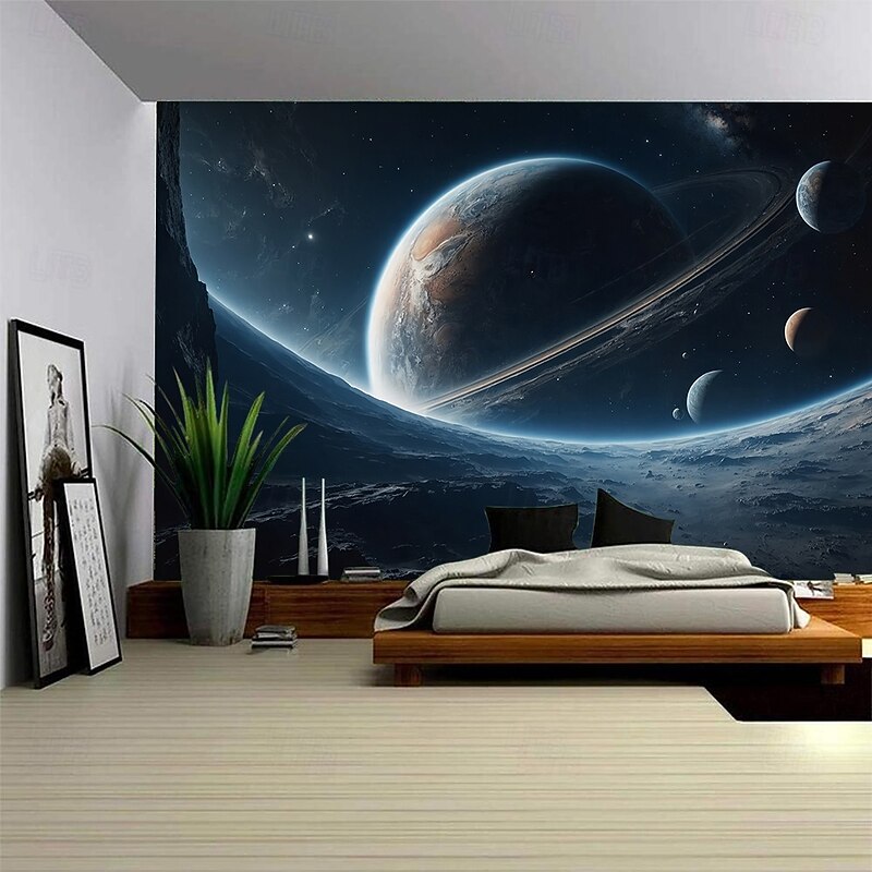 Planet Universe Hanging Tapestry Wall Art Large Tapestry Mural Decor Photograph Backdrop Blanket Curtain Home Bedroom Living Room Decoration Blue4