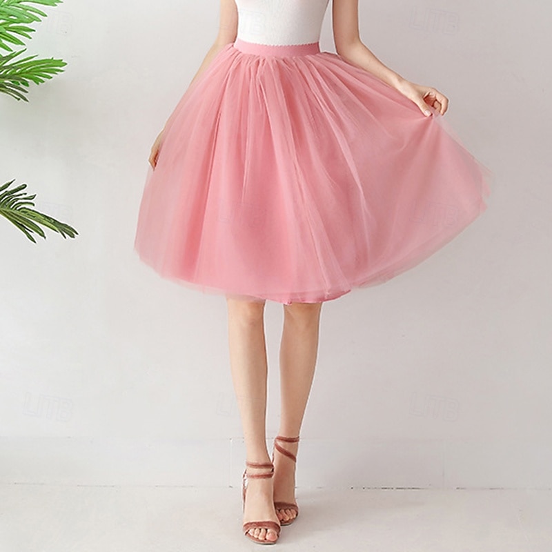 Retro Vintage 1950s Petticoat Hoop Skirt Tutu Under Skirt A-Line Fancy Dress Women's Masquerade Party Evening Wear Cocktail Party Tea Party Adults' Skirt