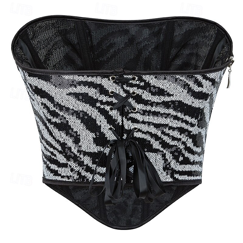 Rococo Overbust Corset Masquerade Overbust Corset Cosplay Sequins Tummy Control Push Up Jacquard Fancy Dress Women's Royal Masquerade Party Carnival of Venice Adults' Corset4