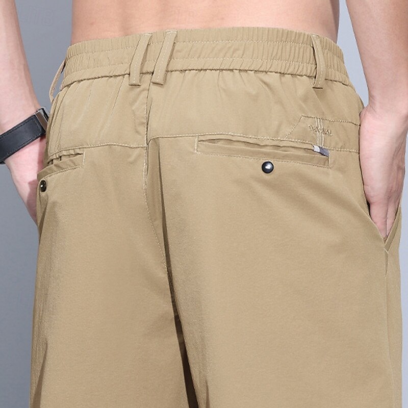 Men's Capri Pants Shorts Dress Shorts Casual Shorts Pocket Elastic Waist Straight Leg Plain Breathable Moisture Wicking Calf-Length Office Business Daily Fashion Streetwear Black Blue4