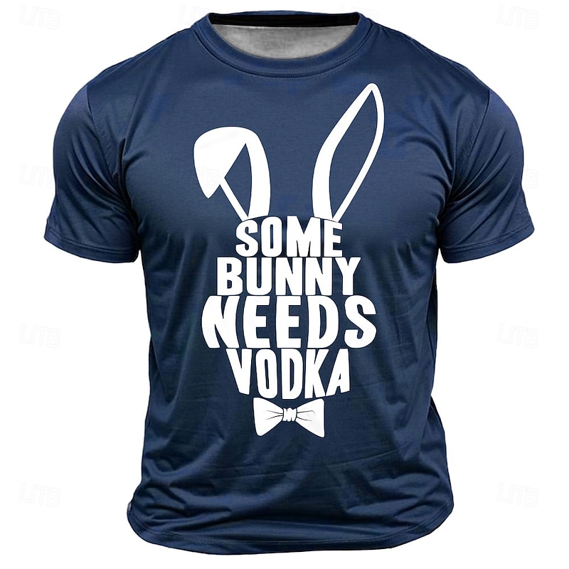 Easter Men's Rabbit T Shirt Short Sleeve T shirt 3D Print Crew Neck Shirt Designer Casual Party Holiday Light Blue Black Blue Summer Spring Clothing Apparel S M L XL XXL XXXL