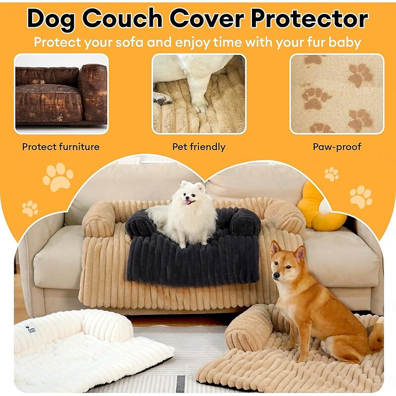 Pet Couch Cover for Sofa, Calming Dog Bed for Couch, Fluffy Plush Dog Couch Mat for Furniture Protector for Large Medium Small Dogs and Cats2