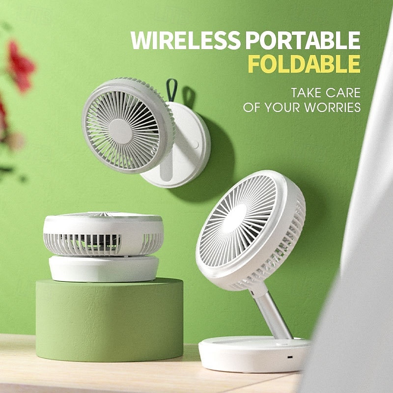 Rechargeable Portable Desk Fan 7 inch USB Small Desk Fan Foldable with LED Light 3 Wind Speeds and Hook Quiet Personal Traveling Fan for Bedroom Office RV Camping3