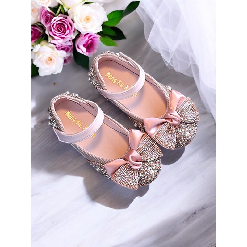 Girls' Glitter Bow Mary Jane Shoes – Sparkly Rhinestone Flower Girl Flats for Parties & Weddings2