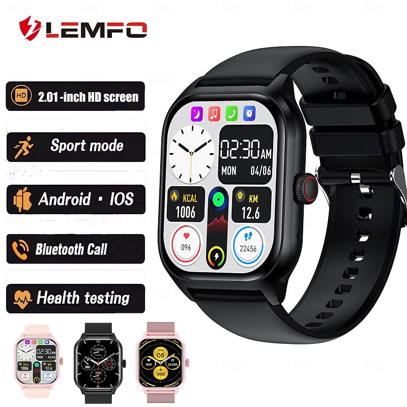 LEMFO LT10 Smart Watch 2025 Android Gift Bluetooth Call Smartwatch 2025 Touch Dial Music Fitness Tracker Sports Watches