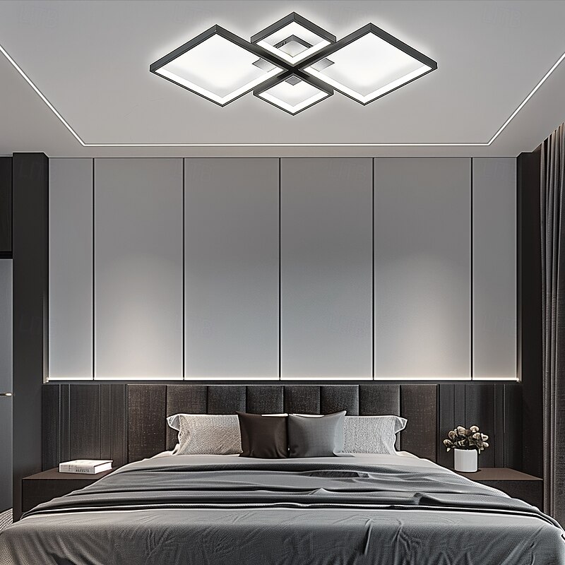 4-Light 73*45/95*68 cm Dimmable Cluster Design Geometric Shapes Ceiling Lights Metal Aluminum Silica gel Geometrical Minimalist Painted Finishes Black Modern 110-120V 220-240V